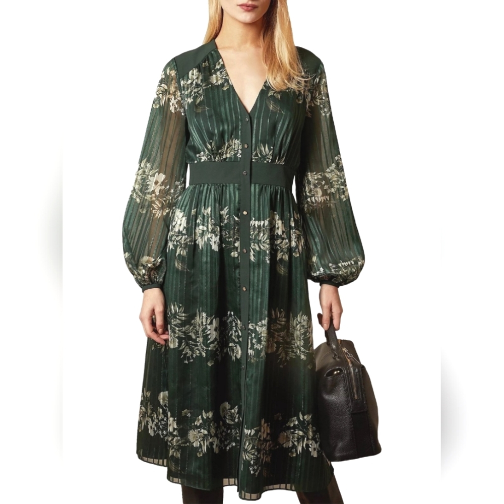 Ted Baker Delyla Meadowsweet Long-Sleeve Midi Dress - Picture 2 of 8